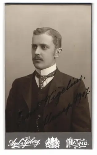 Fotografie Axel Sjöberg, Malmö, Stortorget, Emil Wigelius im Porträt 1907