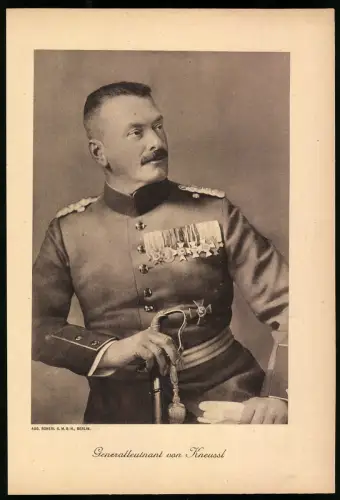 Lichtdruck Aug. Scherl, Berlin, Portrait Generalleutnant von Kneussl in uniform mit Ordensspange, 27 x 18.5cm