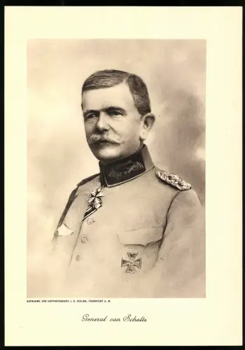 Lichtdruck J. B. Ciolina, Frankfurt / Main, Portrait General von Scholtz in Uniform mit Orden Pour le Merite, 27 x 19cm