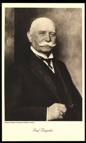 Lichtdruck Nicola Perscheid, Berlin, Portrait Graf Zeppelin, 25 x 15cm