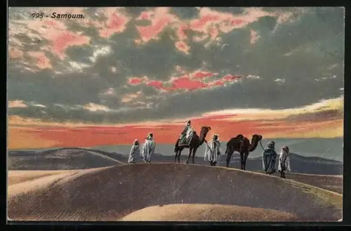 AK Samoum, Kamele und Araber in den Dünen