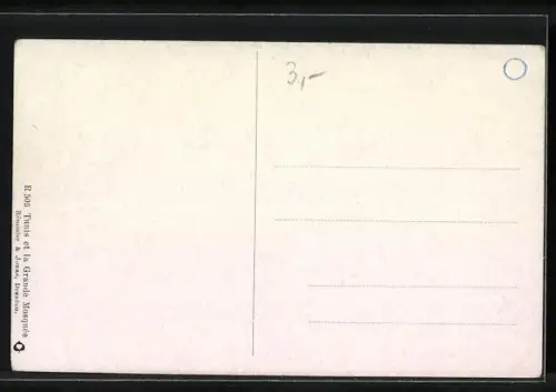 AK Tunis, Die Grosse Moschee, Häuser und Blick aufs Meer