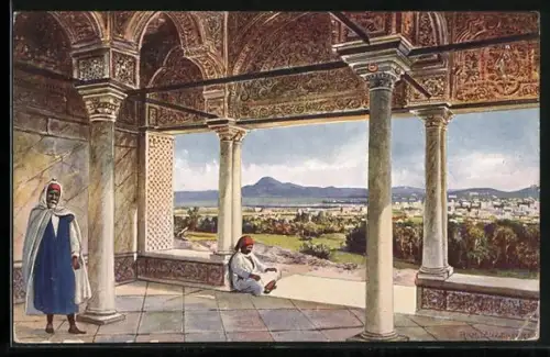 Künstler-AK Tunis, Vue prise du Belvedere