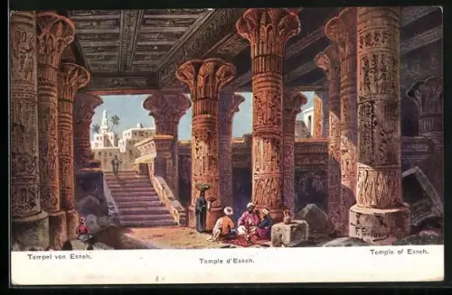 Künstler-AK Friedrich Perlberg: Esneh, Temple