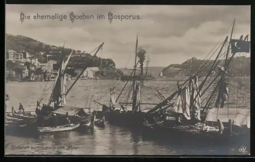 AK Kriegsschiff Schlachtkreuzer Goeben im Bosporus, Einfahrt zum schwarzen Meer