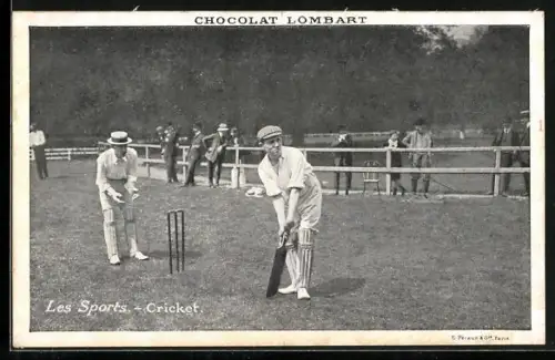 AK Les Sports, Cricket, Reklame für Chocolat Lombart