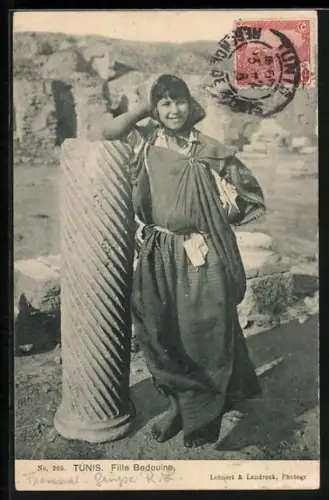 AK Tunis, Fille Bedouine, arabische Volkstypen