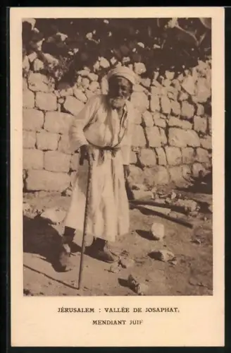AK Jerusalem, Vallee De Josaphat, Mendiant Juif, jüdischer Bettler