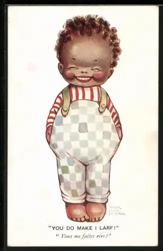 Künstler-AK Mabel Lucie Attwell: You do make I larf!, Lachender kleiner Afrikaner