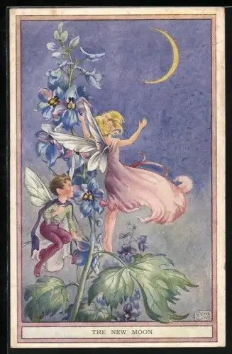 Künstler-AK Rene Cloke: The New Moon, Elfen