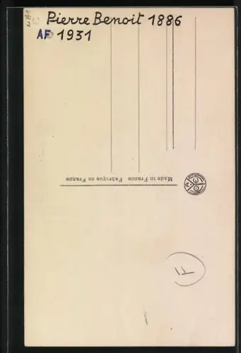 AK Pierre Benoit, Ecrivain