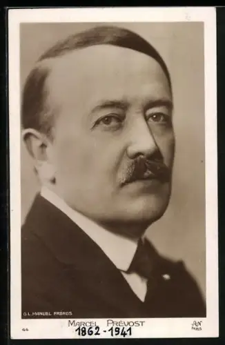 AK Porträt Marcel Prevost im Anzug
