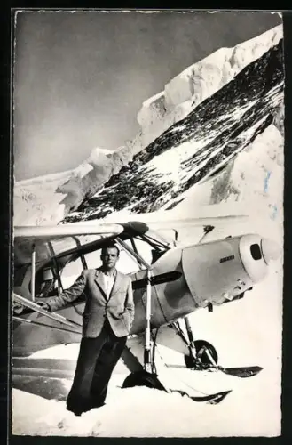 AK Atterrissage au Mont Rose, Flugzeug auf Schneekufen