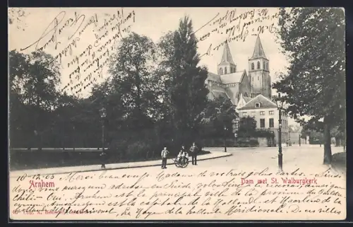 AK Arnhem, Dam met St. Walburgkerk