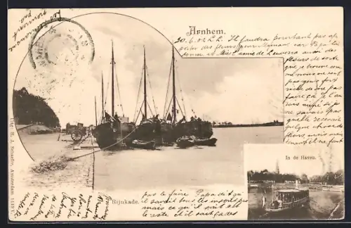 AK Arnhem, In de Haven, Rijnkade