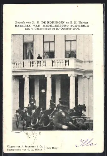 AK `s-Gravenhage, Bezoek van H. M. de Koningin von den Niederlanden en Z. H. Hertog Hendrik van Mecklenburg Schwerin