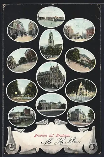 AK Arnhem, Ansichten verschiedener Ortspartien