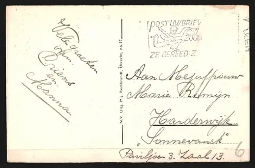 AK Groningen, Poortershuisje Damsterdiep, mit Segelboot