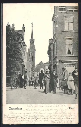AK Zaandam, Dam, Blick zur Kirche