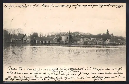 AK Koog a. d. Zaan, Ortspanorama vom Wasser aus