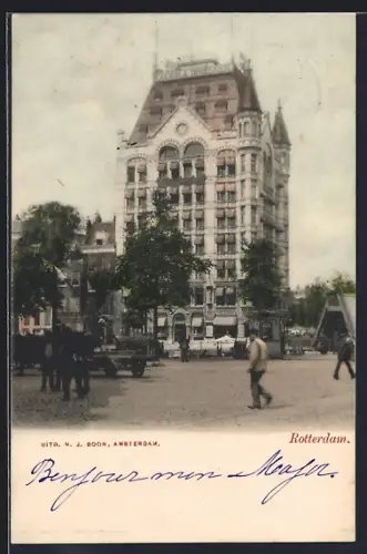 AK Rotterdam, Strassenpartie mit Geschäftshaus Cacao a Driessen