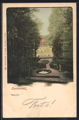 AK Oosterbeek, Panorama mit Brunnen