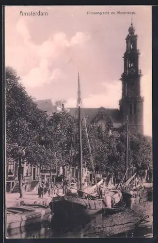 AK Amsterdam, Prinsengracht an Westerkerk