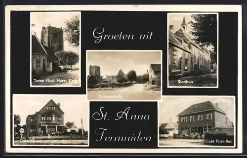 AK St. Anna Termuiden, Cafe Restaurant Grenszicht, Cafe Pays-Bas, Stadthuis