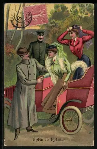 AK Enfin le Retour, Mann hilft einer Dame aus dem Auto