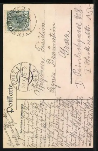 AK Krumau / Cesky Krumlov, Teilansicht an der Moldau