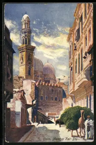 Künstler-AK Cairo, Mosque Keit Bey, Kamel