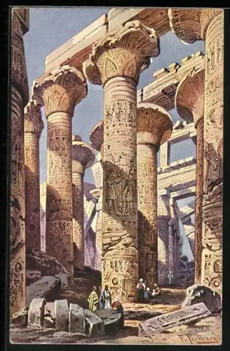 Künstler-AK Karnak, Temple at Karnak