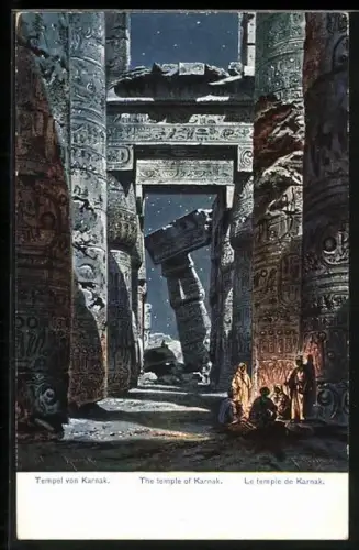 Künstler-AK Friedrich Perlberg: Nächtlicher Tempel von Karnak