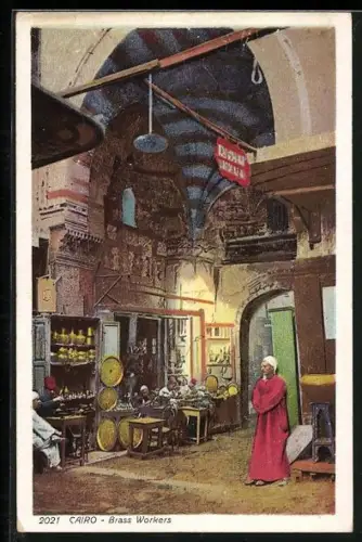 AK Cairo, Brass Workers, Arabische Händler auf dem Markt