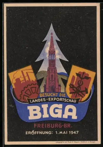 AK Freiburg, Landes-Exportschau BIGA, Eröffnung der Ausstellung am 1. Mai 1947