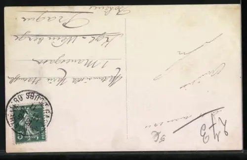 AK Jagdhund vor Landschaftskulisse, Portrait