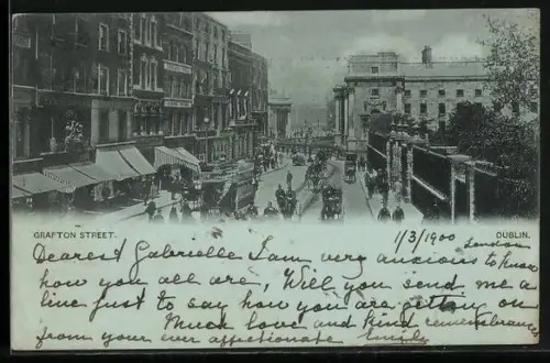 Mondschein-AK Dublin, Grafton Street, Douglas`s Hotel
