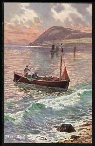Künstler-AK Bray Head /Co. Wicklow, Zwei Fischer in ihrem Boot
