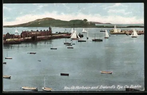AK Howth /Co. Dublin, Howth Harbour and Ireland`s Eye