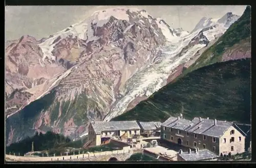AK Meran, Ortlergruppe mit Franzenshöhe mit dem Ortler