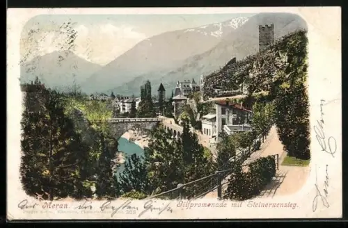 AK Meran, Gilfpromenade mit Steinernemsteg
