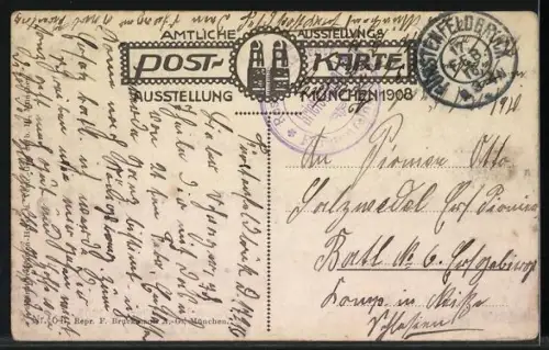 AK München, Ausstellung 1908, Flussgott von Erwin Kurz