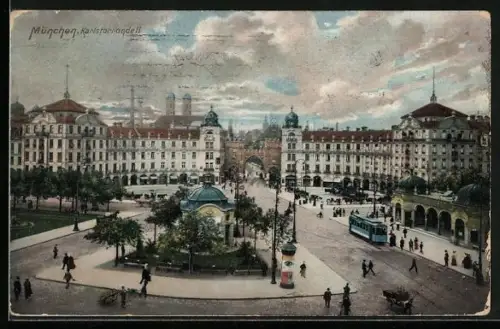 AK München, Karlstor-Rondell mit Strassenbahn
