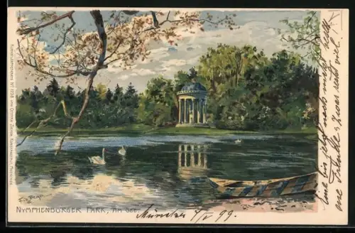 Künstler-AK Fritz Bergen: München-Nymphenburg, kleiner Pavillon am See