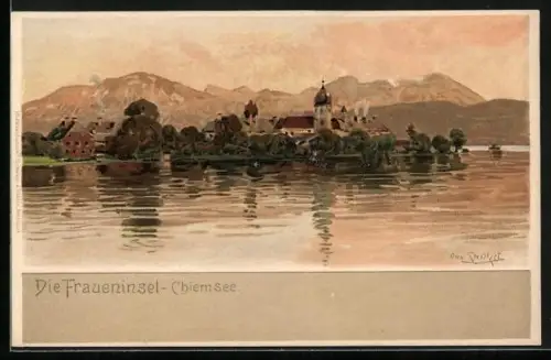 Künstler-AK Otto Strützel: Die Fraueninsel, Chiemsee