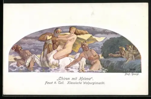 Künstler-AK Walter Georgi: Chiron mit Helena, Faust II. Teil