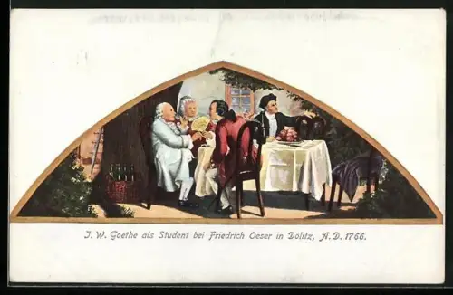 Künstler-AK J. W. Goethe als Student bei Friedrich Oeser in Dölitz