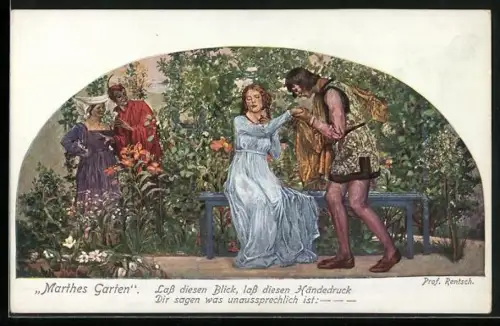 Künstler-AK Goethes Faust, In Marthes Garten