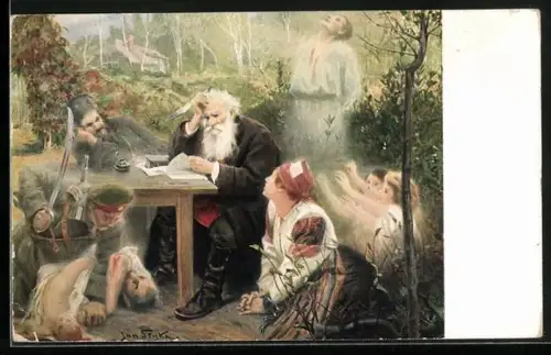 Künstler-AK Leo Graf Tolstoi und die Leiden seines Volkes