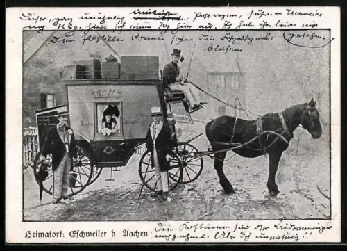 AK Aachen, Vier Männer mit einer Kutsche